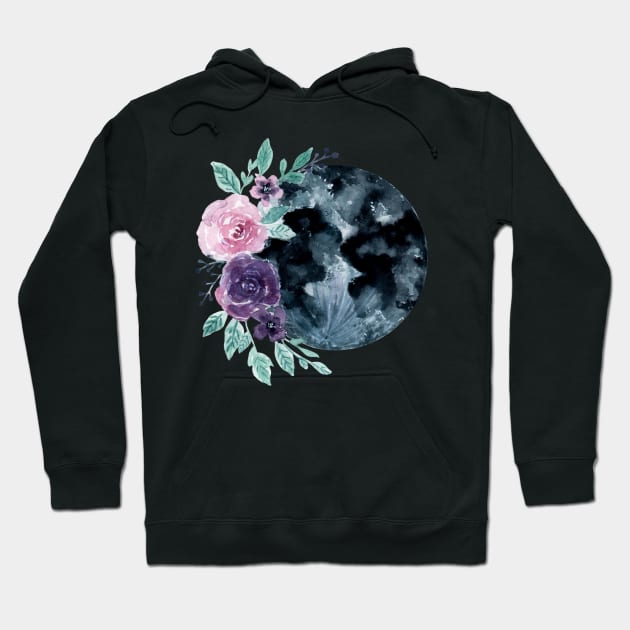 Flowers moon watercolor Hoodie by GinaaArts